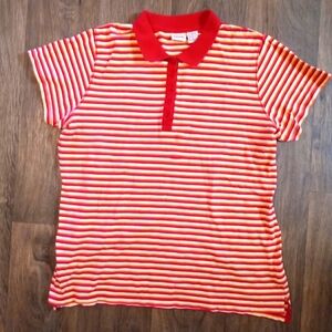 Falls Creek Shirt XL Red White Stripe Short Sleeve